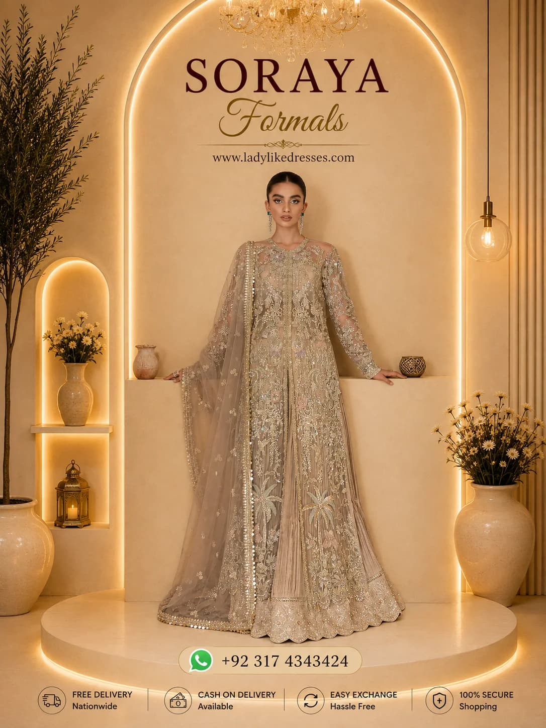 Soraya Dahlia Hand Embellished Net Bridal Maxi | IQNAZ