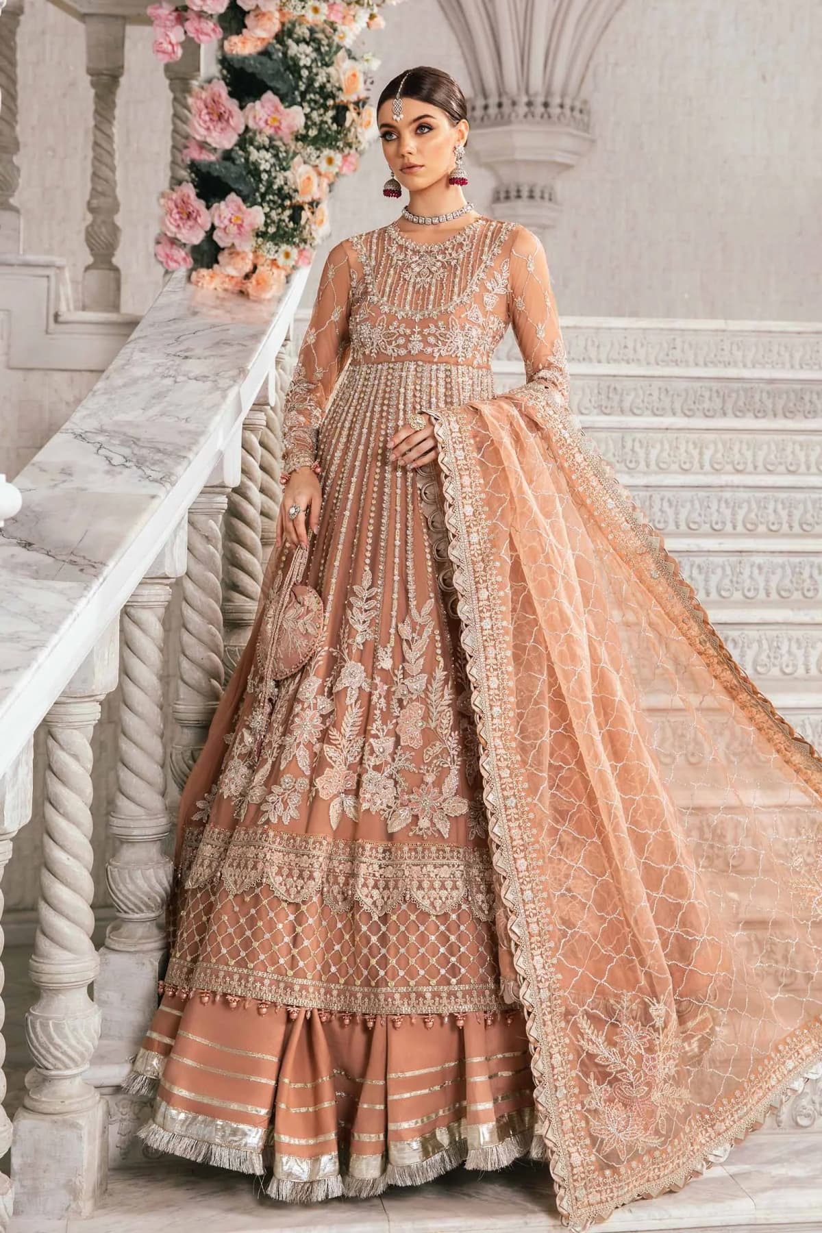 Maria B BD-2804 Hand Embellished Organza Suit with Skirt | IQNAZ