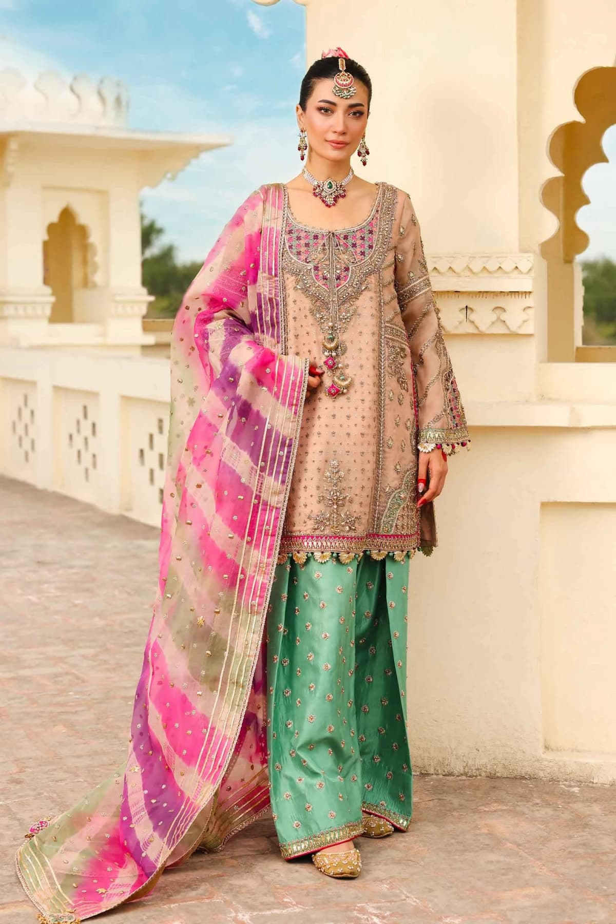Faiza Saqlain Zeena Embroidered Organza Party Wear Suit | IQNAZ