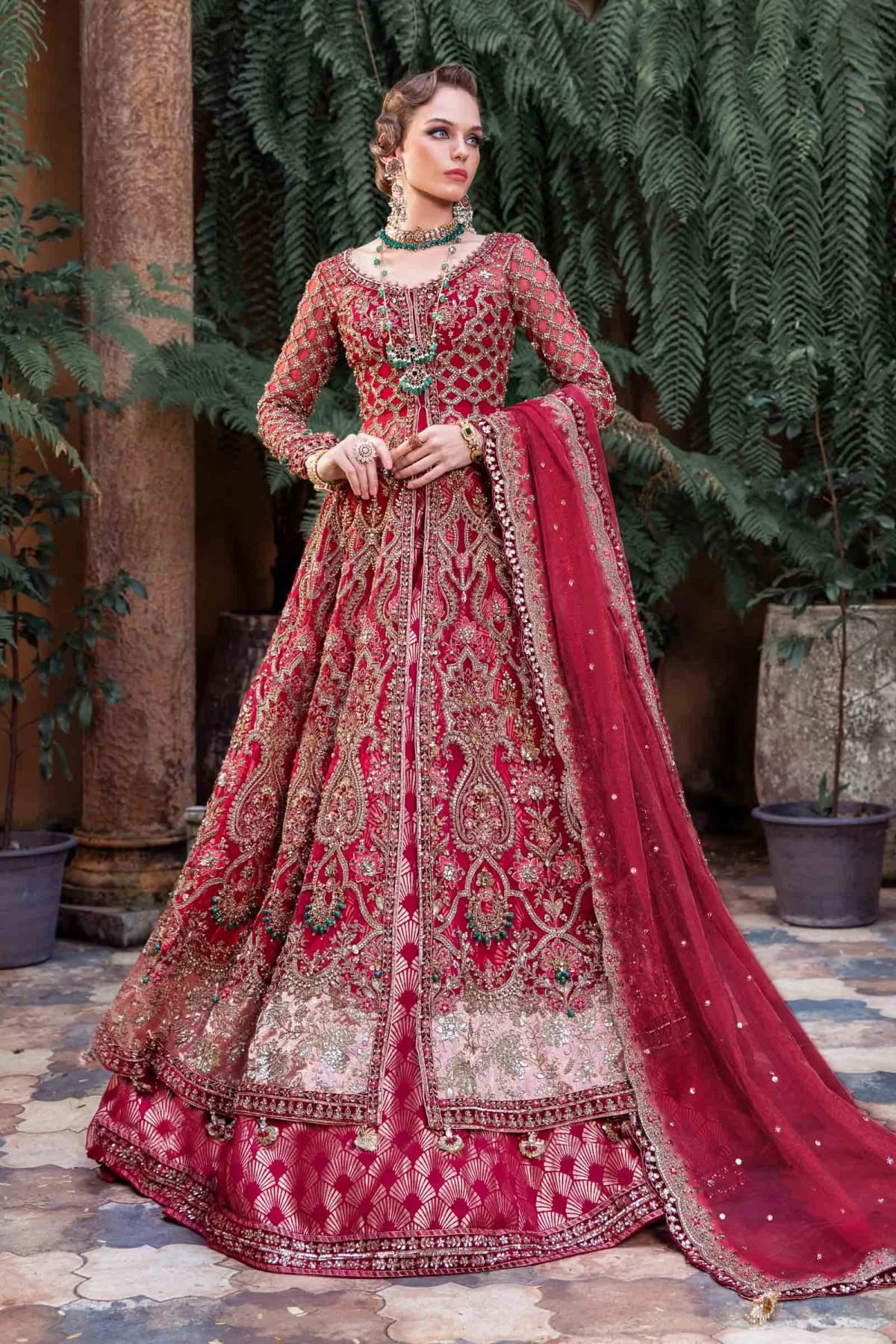 Maria B Navera Hand Embellished Organza Bridal Lehenga | IQNAZ