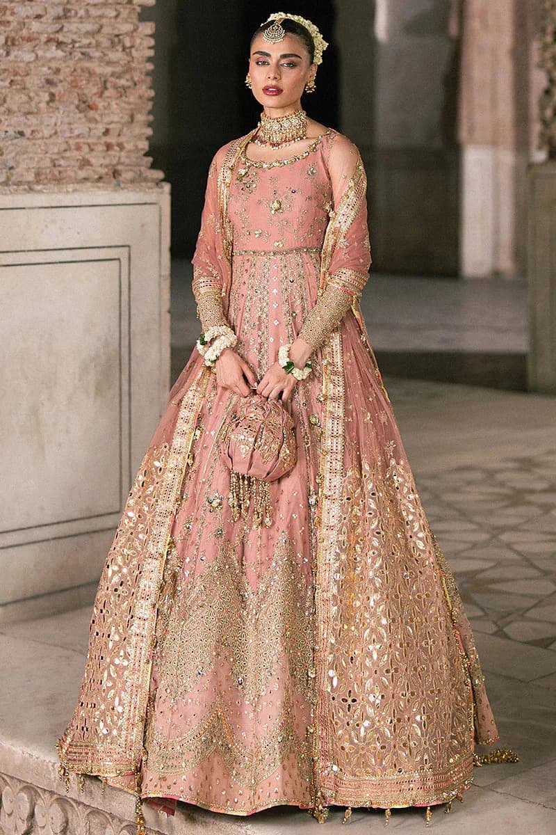 Mohsin Naveed Ranjha Hand Embellished Net Party Wear Suit – Model Front View Mohsin Naveed Ranjha Hand Embellished Net Party Wear Suit - Model Front Look | Pakistani Designer Replica Wholesale | IQNAZ