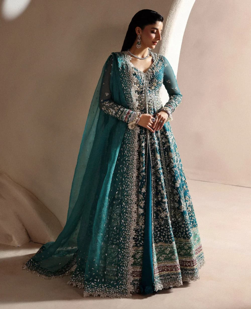 Republic Womens Wear Oriane Hand Embellished Net Bridal Maxi – Model Front View Republic Womens Wear Oriane Hand Embellished Net Bridal Maxi - Model Front Look | Pakistani Designer Replica Wholesale | IQNAZ